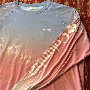 Columbia Men's omnishade Blue and Pink fishing shirt xxl